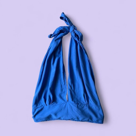 Vintage-Inspired Cobalt Blue Halter Top (S/M) - Picture 1 of 7